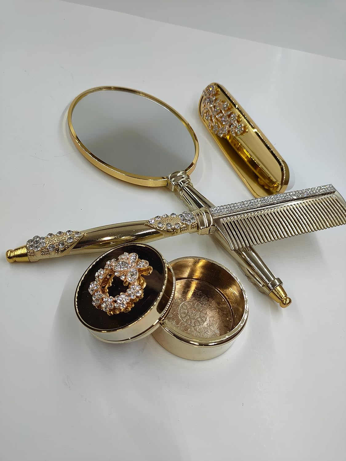 Luxurious Handmade Vanity Mirror Comb Hair Brush Set | Vintage Charm Collection
