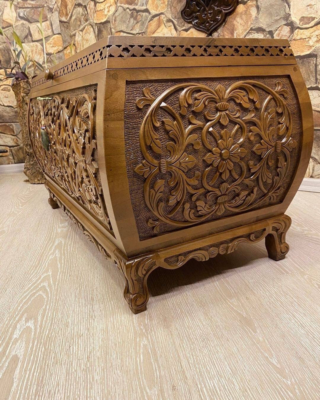 Wonderful Walnut Carved Coffee Table