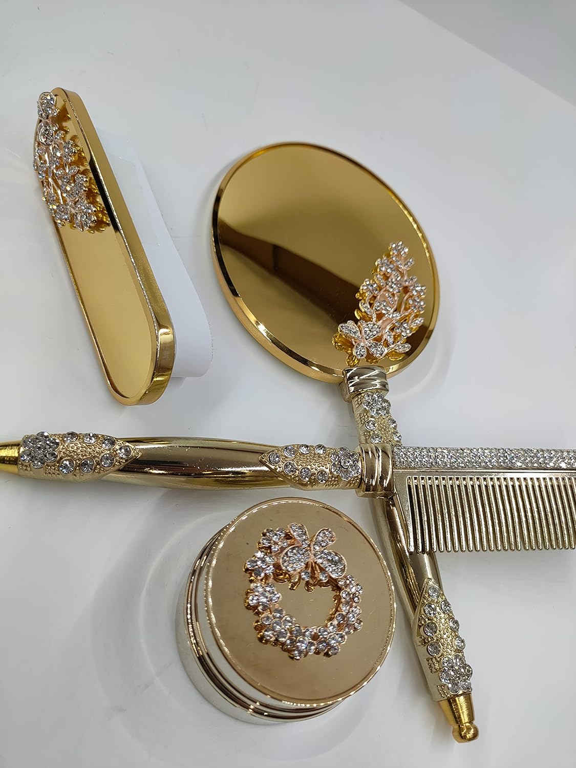 Luxurious Handmade Vanity Mirror Comb Hair Brush Set | Vintage Charm Collection