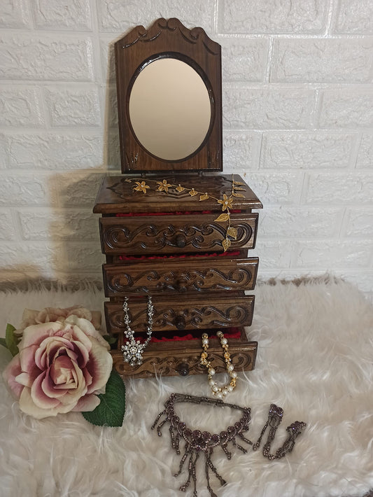 Handmade Walnut Jewelry Box with Drawers