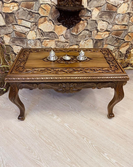 Wonderful Walnut Carved Coffee Table