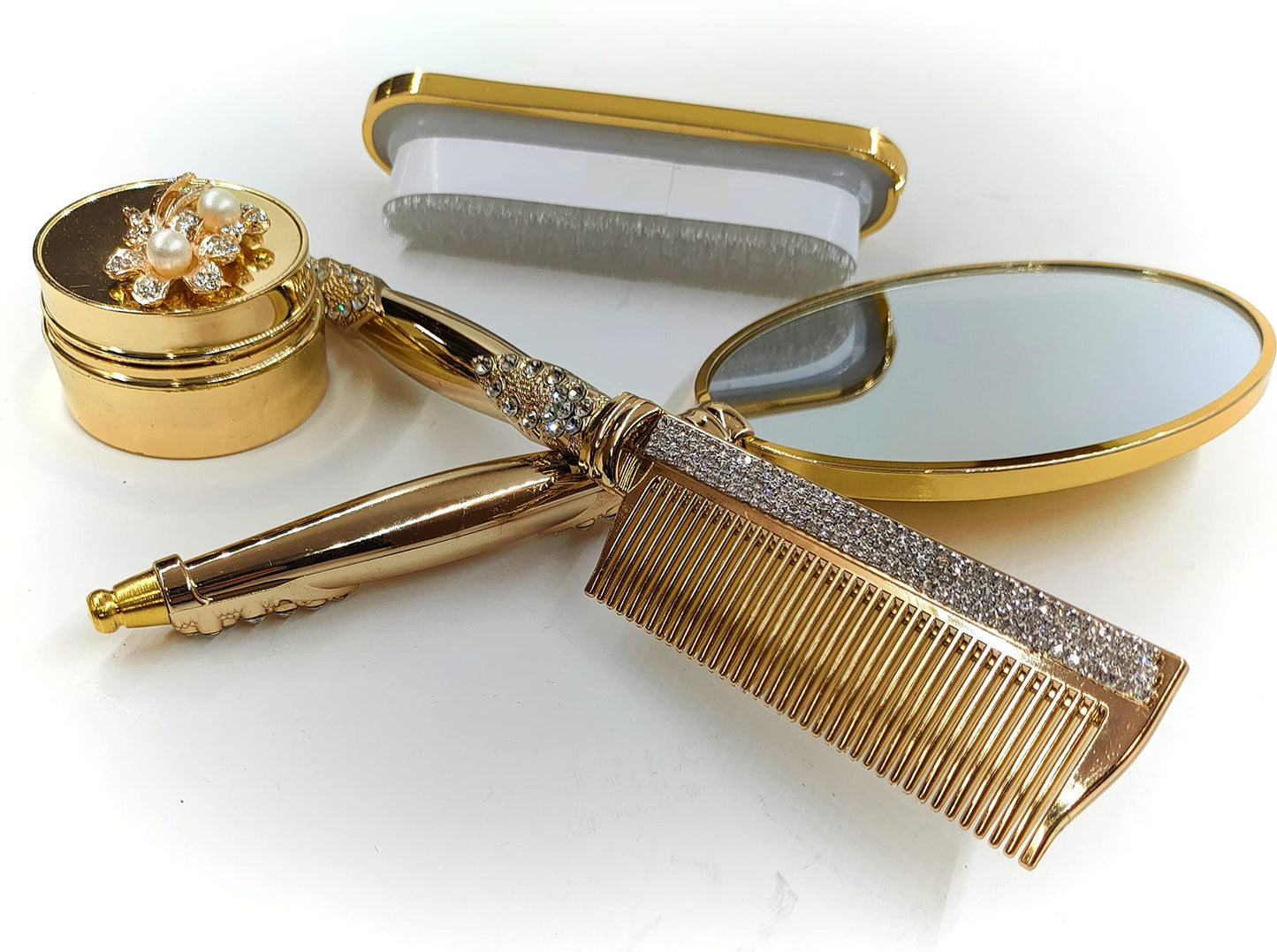 Vintage Antique Vanity Mirror Comb Hair Brush Set