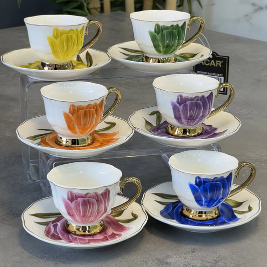 Turkish Coffee Cups Set with Saucers