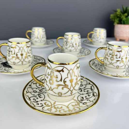 Turkish Coffee Cup Set with Espresso Cups & Saucers
