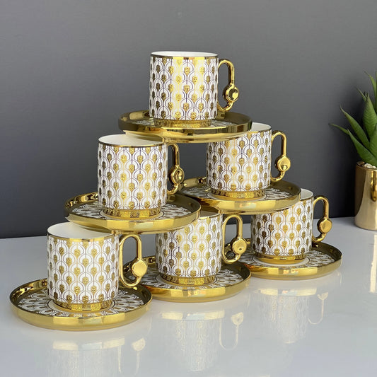 Set of 12 Unique Espresso Cups and Saucers