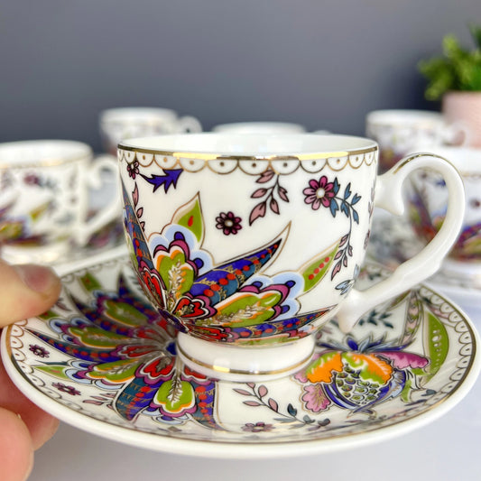Luxury Turkish Coffee Cup Set with Espresso Cups & Saucers